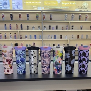 Gobelets en céramique personnalisés de 30oz en acier inoxydable bouteilles d'eau en métal isolées et durables avec paille à rabat pour le café et le camping - Product Image 2