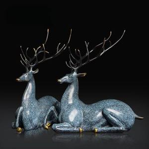 Escultura de Ciervo en Cobre y Oro, Figura Animal Hecha a Mano, Decoración para Sala de Estar, Regalo - Product Image 1