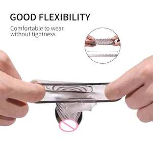 Vente chaude de qualité alimentaire TPE avec vibrateur stimulateur de Clitoris préservatif réutilisable jouets sexuels pour l'éjaculation retardée du pénis - Product Image 5