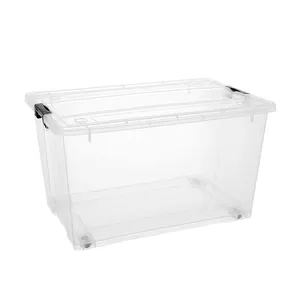 20 L/40 L/56 L mehrfarbige durchsichtige Plastik-Aufbewahrungsbox mit Rädern abnehmbare Hausorganizer-Aufbewahrungsbox