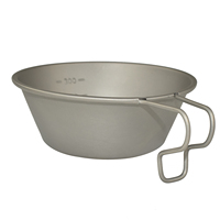 Tasse Sierra en titane pur ultralégère de 450 ml avec poignée fixe, bol de camping portable, ustensiles de cuisine, vaisselle