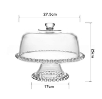Serveur de gâteau en verre Transparent rond Sushi spectacle assiette fruits pain biscuits présentoir avec couverture Restaurant vaisselle de mariage