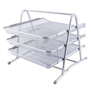 Office Desk Organizer Metal Mesh 3 Tier Desktop Document <b>File</b> <b>Tray</b> - Product Image 2