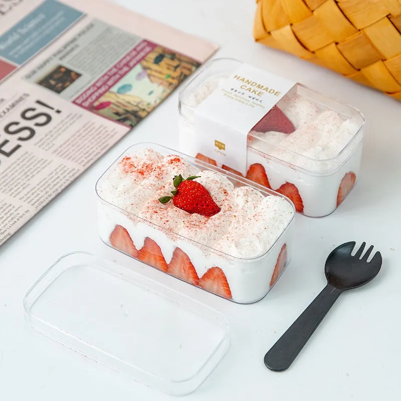 Hot Sales Acrylic Cake Box Custom Square Transparent Tiramisu Small Food Clear Ps Packaging Plastic Cake Boxes With Lid