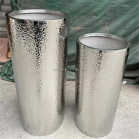 Pot Bunga Stainless Steel Foshan Henge / Pot Bunga Modern 90cm dengan Finishing Cermin Brushed, Pilihan Lampu LED, Pilihan Warna-warni untuk Rumah