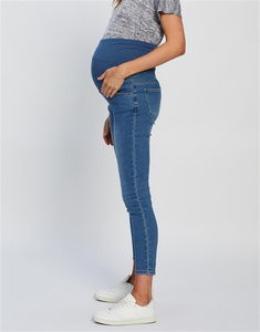 Gravidanza madre Skinny Fit Wide Over Bump cintura maternità <span class=keywords><strong>Super</strong></span> <span class=keywords><strong>Stretch</strong></span> Over Belly <span class=keywords><strong>Jeans</strong></span> personalizza Denim <span class=keywords><strong>Jeans</strong></span> donna - Product Image 3