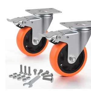 Hot Sale Trolley Cart Wheels 4 Inch Industrial Roller Heavy Duty Swivel Workbench Caster Wheels Central Locking Castor Wheel