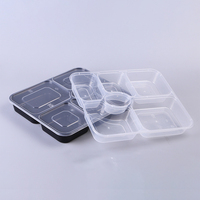 Boîte alimentaire en PP à 6 compartiments avec couvercle, compatible micro-ondes, qualité alimentaire, pour salades, restaurants, plats à emporter et préparation de repas