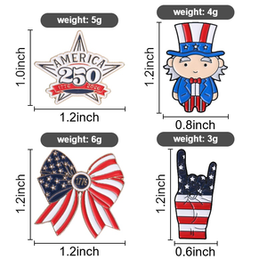 250e verjaardag VS emaille pinset patriotische ster Oom Sam en vlag broche voor decoratie op Onafhankelijkheidsdag - Product Image 6