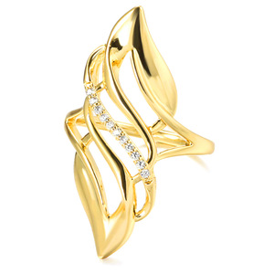 Anello Dorato Curvo Traforato per Donne, Gioiello da Dito alla Moda in Stile Europeo e Americano - Product Image 1