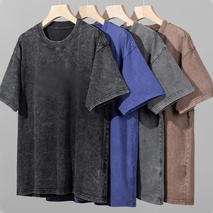 Kaos Vintage 230g Katun Combed yang Dicuci, Bernapas, Anti Kusut, Menyerap Keringat, Model Drop Shoulder Lengan Pendek - Product Image 1