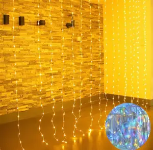 Cortina de luces led impermeable de alto brillo para el hogar, luz de ventana para fiesta, boda, decoración de Navidad, 3x3m, 300led, 2025