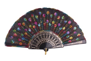 Éventail pliant en plastique avec motifs de dragon brodés chinois orientaux, différentes couleurs, pour fournitures promotionnelles de fête - Product Image 4