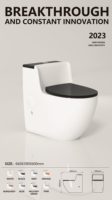 WC monobloc en céramique avec siphon en S/P, couleur personnalisée, tout contre le mur sans aucun espace, pour salle de bain