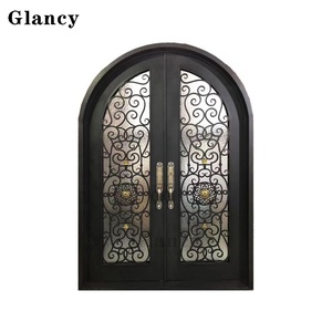 Porta d'Ingresso Antifurto Moderna in Vetro e Metallo, Design in Ferro Battuto per Casa, Porte Francesi d'Entrata - Product Image 3