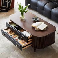 Table basse vintage minimaliste KMJ en noyer, table centrale antique en MDF pour le salon