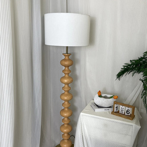 Wood Floor <b>Lamp</b> White Shade LED Light Source <b>Switch</b> Control Home Use - Product Image 1