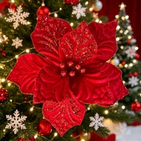 Luxueuze Bourgondiërode fluwelen realistische kerstbloemen voor hoogwaardige evenementen - Langdurig houdbaar, waterdicht bloemendesign