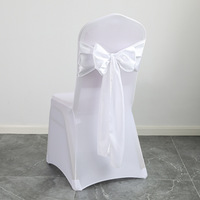 Housse décorative pour dossier de chaise de banquet de mariage avec nœud en soie et fleur, style nordique élégant, pour la décoration de fêtes d'hôtel