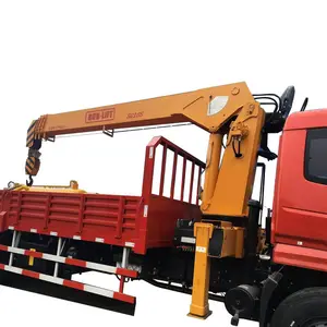 Grúa móvil hidráulica de 10 toneladas para camión, brazo telescópico plegable, grúa montada en camión hidráulico, en venta
