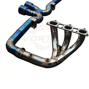 เฮดเดอร์รถแข่งน้ำหนักเบาวัสดุไทเทเนียมอัลลอยด์ Vortex และท่อ X-Pipe ตรงกลางสำหรับ Porsche 911 991 GT3 4.0 สีฟ้าเบิร์นท์บลู - Product Image 5