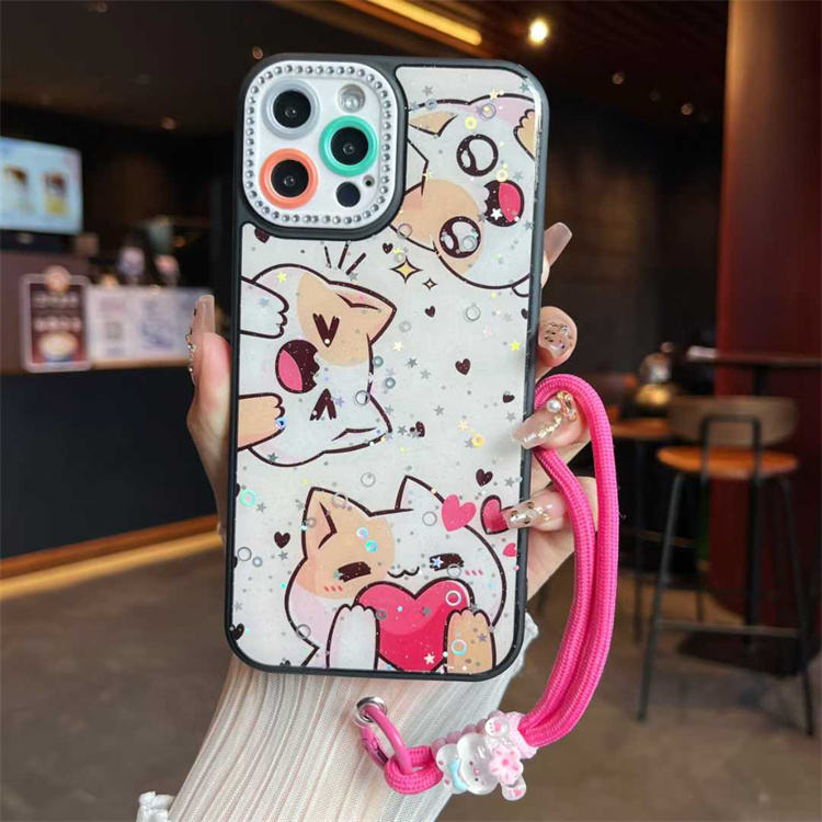 Cartoon Shining Glitter Mobile Phone Case Strap Anti-drop in
