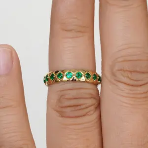 JOVOVASMILE anello di fidanzamento donna oro naturale vero diamante matrimonio 2*2MM smeraldo principessa taglio Au750 18k giallo portagioie