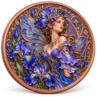 Pièce de monnaie personnalisée Fée des fleurs en cuivre pur 999 de 1 oz, impression UV en relief 3D, objet de collection, souvenir commémoratif, cadeau