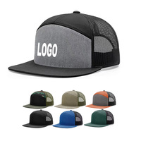 Casquette OEM Snapback personnalisée avec logo brodé Casquette Hip Hop à bord plat en maille respirante personnalisée à 7 panneaux Casquette de camionneur de haute qualité