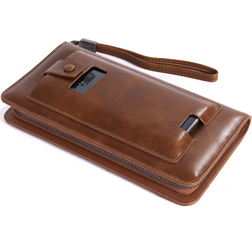 2022 BABORRY New multifunctional male clutches fashion long zipper cell phone wallet for men