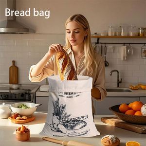 Custom Recyclable Cotton Drawstring Bread Bag Digital <b>Direct</b> Injection Logo Reusable Dust-Resistant Food <b>Bakery</b> Storage Pouch - Product Image 2