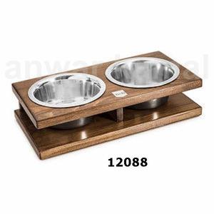 Doubles bols en acier inoxydable pour chats et chiens, boîtes à aliments et eau pour chiens et chats, surélevé, avec 2 bols en bois - Product Image 1