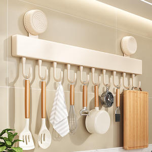 Porte-manteau mural adhésif rectangulaire à 8 crochets, fixation solide, auto-adhésif, pour entrée, cuisine, salle de bain, rangement - Product Image 2