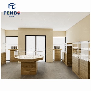 Vitrines de présentation de bijoux en bois et verre trempé personnalisées, style <span class=keywords><strong>antique</strong></span>, images de design d'intérieur pour bijouteries dorées - Product Image 4