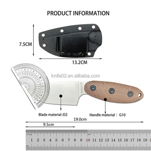 Cuchillo Utilitario Recto Pequeño de Alta Dureza EDC con Mango Completo, Acero D2, Fibra G10, Funda Kydex, Grado Industrial Reforzado para Caza - Product Image 6
