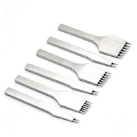Kit de poinçons en acier SKD11 de qualité industrielle pour le bricolage, 3 pièces (2/5/7 dents), espacement des dents de 3/4/5 mm, pour le poinçonnage du cuir et la maroquinerie