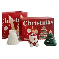Coffret Cadeau de Noël Trois Pièces : Bougies Artisanales Parfumées en Cire de Soja Mélangée, Décorations Aromatiques, Cadeau Idéal pour Hôtesse, Chine
