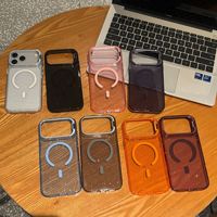 Étui de téléphone scintillant avec support d'appareil photo, coque magnétique en TPU PC pour téléphones mobiles iPhone 18 Pro Max
