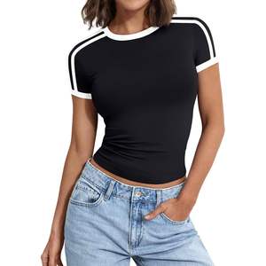 Trendy <b>Y2K</b> Fashion Crop <b>Tops</b> for Women Queen's Summer Basics Tees with Cute Short Sleeves for Going Out or Yoga - Product Image 4