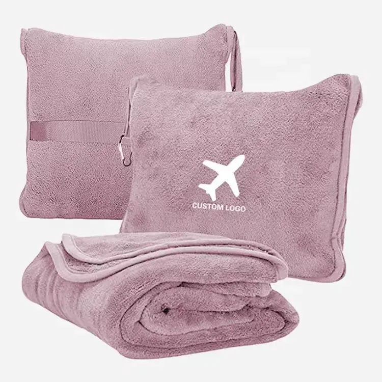 Cobertor de viagem e travesseiro, premium 2 em 1 avião cobertor com fronha macia, bagagem da mão, manga e clipe de mochila