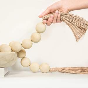 RUIRUICO Extra <b>Large</b> Wood <b>Bead</b> Garland 1.6\" Diameter Nature Beige 41 Inches Farmhouse Decorative <b>Beads</b> Home Decor Decorative - Product Image 6