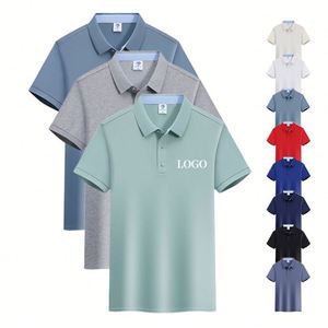 เสื้อโปโลผู้ชายผ้าฝ้ายคุณภาพสูงสำหรับฤดูร้อน แขนสั้น สีพื้นเรียบ ไม่มีลาย  รับปักโลโก้ตามสั่ง ขายส่ง - Product Image 4