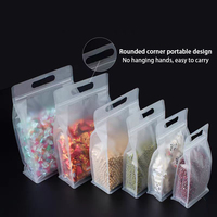 Sacs de rangement pour aliments en plastique mat transparent avec fermeture éclair, fond carré, pour snacks