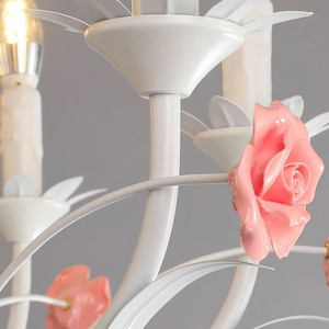 Lustre français rétro pastoral pour mariage, chambre à coucher, hôtel, en métal, céramique, cristal, LED, haute qualité, nouveau, unique, <span class=keywords><strong>Eden</strong></span> Rose - Product Image 5