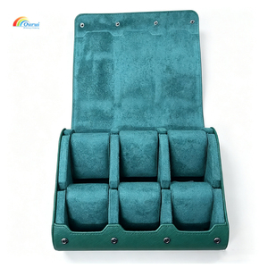 Caja de almacenamiento para relojes, organizador de relojes de viaje portátil con 6 ranuras, resistente al polvo y a los arañazos, estuche de colección de joyas de cristal - Product Image 1