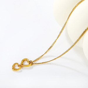 Ensemble de bijoux en forme de cœur, plaqué or 18 carats, collier et boucles d'oreilles en acier inoxydable, pour femmes, à porter au quotidien - Product Image 4