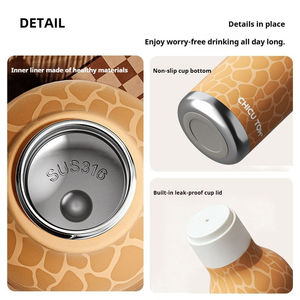 Bouteille d'eau isotherme en acier inoxydable 316 de 450 ml pour enfants, avec paille, motif tête d'animal <span class=keywords><strong>licorne</strong></span> de dessin animé - Product Image 6