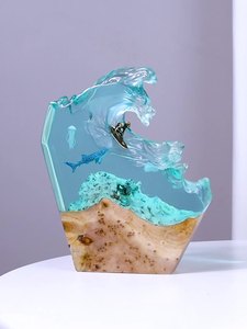 Cao Quý Hot Bán Handmade 3D Nhựa Biển Đại Dương Cá Mập Và Lướt Trang Trí Nội Thất Giải Thưởng Quà Tặng Tùy Chỉnh Nhựa Bằng Gỗ Ánh Sáng Ban Đêm - Product Image 3