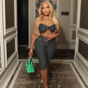 Conjunto de 2 Piezas para Mujer con Estampado Moderno G01765C, Top Corto sin Mangas con Tirantes Finos y Espalda Descubierta + Pantalones, Ropa Urbana Femenina - Product Image 2