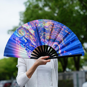 Éventail à claquement personnalisé de 33 cm (13 pouces), grand, pour tenues de fierté, accessoires de rave, éventail à main réfléchissant et lumineux - Product Image 2